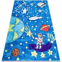 Rugsx BAMBINO 2265 tapijt wasbaar Ruimte raket voor kinderen antislip - blauw 80x150 cm