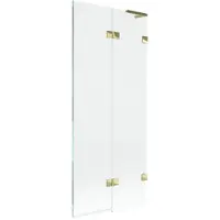 Mexen Lunar L badwand 2-delig rechts 80 x 150 , transparant, goud - 897L-080-100-50-00-P