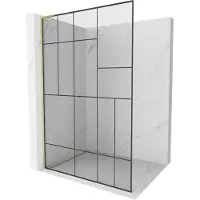 Mexen Kioto L douchewand Walk-in 80 x 200 , zwart patroon, goud geborsteld - 800-080-103-55-78