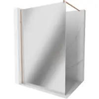 Mexen Kioto douchewand Walk-in 100 x 200 , spiegel 8 mm, geborsteld koper - 800-100-101-65-50