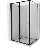 Mexen Mist-F opvouwbare douchecabine links 90 x 80 , zwarte omlijsting, zwart - 8A6T-090-080-70-70-L