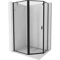 Mexen Mist asyetrische vijfhoekige douchecabine, scharnierend links 90 x 80 , zwart frame, zwart - 8A8-090-080-70-70-L