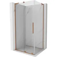 Mexen Velar L verschuifbare douchecabine 120 x 100 , transparant, geborsteld koper - 871-120-100-03-65
