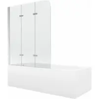 Mexen Vega rechthoekig bad 160 x 70 met ombouw en 3-vleugelig scherm 120 , transparant, chroom - 550116070X9012030100