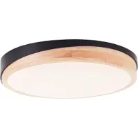 Brilliant G80845/76 Baarlo Plafondlamp, 35 cm, metaal/hout/kunststof, mat zwart/hout, LED geïntegreerd
