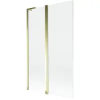 Mexen Mist L badwand 2-delig 110 x 150 , transparant, goud - 8A9L-110-011-50-00