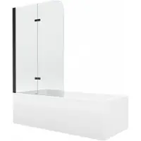 Mexen Cubik rechthoekig bad 150 x 70 met ombouw en 2-delige scherm 100 , transparant, zwart - 550315070X9010027000