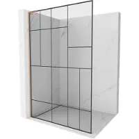 Mexen Kioto L douchewand Walk-in 80 x 200 , zwart patroon, geborsteld koper - 800-080-103-65-78