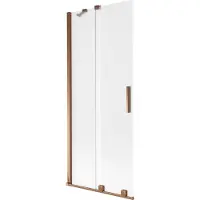 Mexen Velar douchescherm 2-delig schuifbaar 80 x 150 cm, ijsglas, roze goud - 896-080-000-31-60