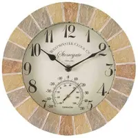 SMART GARDEN Outside-In Stonegate Sandstone 10in Wandklok en Thermometer (5065030)