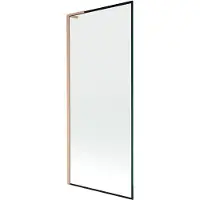Mexen Next L badwand éénvleugelig 80 x 150 , zwart frame, geborsteld koper - 895-080-000-03-70-65