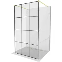 Mexen Kioto vrijstaande douchewand 120 x 200 , zwart raster 8 mm, geborsteld goud - 800-120-002-55-77