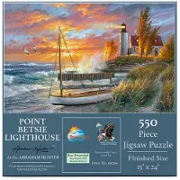 Sunsout INC - Point Betsie Lighthouse - 550 stuk Jigsaw Puzzle door kunstenaar: Abraham Hunter - Afmetingen 15" x 24" - MPN# 69796