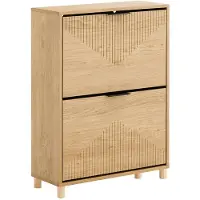 SoBuy Schoenenkast Smal – Schoenenrek met Klepdeuren – Opbergkast Hal – 8 Paar Schoenen – Houten Design – 60x24x83 cm