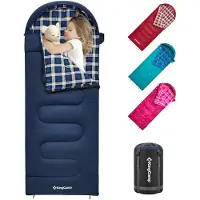 Kingcamp 45F Kinder Slaapzak, Lichtgewicht Waterdicht & Compact Flanel Slaapzak voor Koud Weer