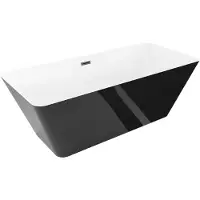 Mexen Velo Slim vrijstaande badkuip 170 x 75 , wit/zwart, zwarte overloop - 52811707575-70