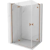 Mexen Mist-H L Duo douchecabine scharnierend links 85 x 70 , transparant, geborsteld koper - 8A5L-085L-070P-65-00