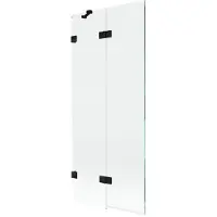 Mexen Lunar badwand 2-delig links 80 x 150 , transparant, zwart - 897-080-100-70-00-L