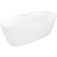 Mexen Olea vrijstaande badkuip patroon 170 x 80 , wit, overloop geborsteld nikkel - 52821708000-97