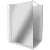 Mexen Kioto douchewand Walk-in 130 x 200 , spiegel 8 mm, goud geborsteld - 800-130-101-55-50