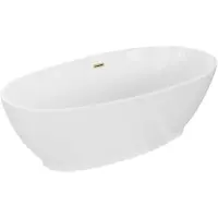 Mexen Bilbao vrijstaand bad 180 x 90 , wit, overloop goud geborsteld - 51311809000-55