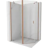 Mexen Mist asyetrische vijfhoekige openslaande douchecabine 100 x 90 , transparant, geborsteld koper - 8A8-100-090-65-00