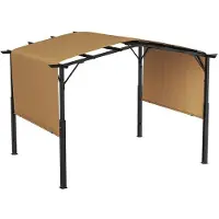 DUOKU Buitenpergola - - 10 x 10 ft - Gebogen Metalen Structuur - Inklapbare Zonnescherm - Stevige Beschutting