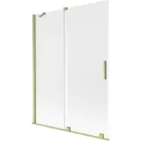 Mexen Velar badwand 2-vleugelig schuifbaar 130 x 150 cm, mat, goud geborsteld - 896-130-000-31-55