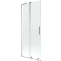 Mexen Velar L tweevoudige verschuifbare badwand 80 x 150 , transparant, geborsteld nikkel - 896-080-003-01-97