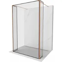 Mexen Kioto vrijstaande douchewand 90 x 30 x 30 , zwart frame, roze goud - 800-090-030-222-60-70-030