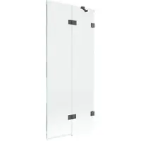 Mexen Lunar badwand 2-delig rechts 80 x 150 , transparant, gepolijst grijs - 897-080-100-66-00-P