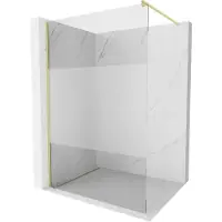 Mexen Kioto douchewand Walk-in 130 x 200 , transparant/matglas 8 mm, goud geborsteld - 800-130-101-55-35