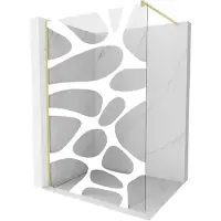 Mexen Kioto douchewand Walk-in 140 x 200 , witte golf 8 mm, goud geborsteld - 800-140-101-55-97