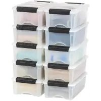 Iris USA 6 Quart Stapelbare Plastic Opbergbakken met Deksels 10-Pack - BPA-vrij Gemaakt in de VS - Discrete Opbergoplossing Grendels Duurzame Nestbare