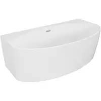 Mexen Bruna vrijstaande wandbad 170 x 88 , wit glans, overloop geborsteld nikkel - 52731708800-97