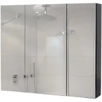 Mendler Spiegelkast -B19b, badkamermeubel wandmeubel, 6 planken hoogglans MVG-gecertificeerd 70x80x16cm ~ zwart