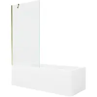 Mexen Cubik rechthoekig bad 170 x 70 met ombouw en 1-delige scherm 90 , transparant, goud - 550317070X9509000050