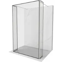Mexen Kioto vrijstaande douchewand 160 x 30 x 30 , zwart frame, geborsteld nikkel - 800-160-030-222-97-70-030