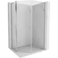 Mexen Mist L asyetrische vijfhoek douchecabine met zwenkdeur 80 x 90 , transparant, chroom - 8A8L-080-090-01-00