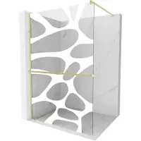 Mexen Kioto+ douchewand met plank Walk-in 70 x 200 , witte golf, geborsteld goud - 800-070-121-55-97