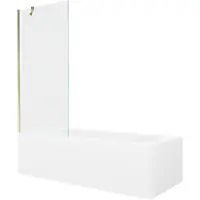 Mexen Vega rechthoekig bad 170 x 70 met ombouw en 1-delige scherm 80 , transparant, goud - 550117070X9508000050