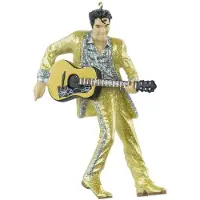 Kurt S. Adler Kerst Ornament Elvis Presley In Pak Met Gitaar Goud 8,26 X 3,18 X 11,43 Cm