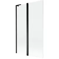 Mexen Mist L badwand 2-delig 110 x 150 , transparant, zwart - 8A9L-110-011-70-00