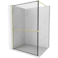 Mexen Kioto+ douchescherm met plank Walk-in 80 x 200 , zwart frame, goud geborsteld - 800-080-121-55-70