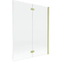 Mexen Mist douchewand 2-delig rechts 140 x 150 , transparant, goud geborsteld - 8A9-140-002-55-00-P