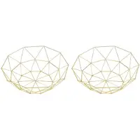Spactz 2x Metalen draadfruitmand, grote ronde broodbakstandaard