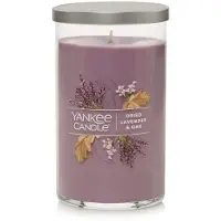 Yankee candle Dried Lavender & Oak Signature Medium Pillar Candle - 14.25oz Medium Paars - Soja Wax Blend Metalen Deksel Coaster - Huis- en keukeninr