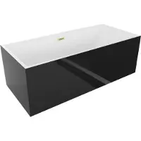 Mexen Vigo vrijstaande badkuip 178,5 x 80 , wit/zwart, overloop messing geborsteld - 51251788075-55