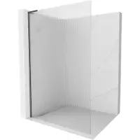 Mexen Kioto L douchewand Walk-in 120 x 200 , strepen, geborsteld pistoolgrijs - 800-120-103-66-09