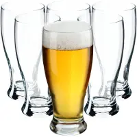 Kadax Bierglazen, 565 ml tarwebierglazen, vaatwasmachinebestendige drinkglazen, duurzame biertouwen met stabiele basis, tarweglazen voor bier, dranken (6 x 565 ml)